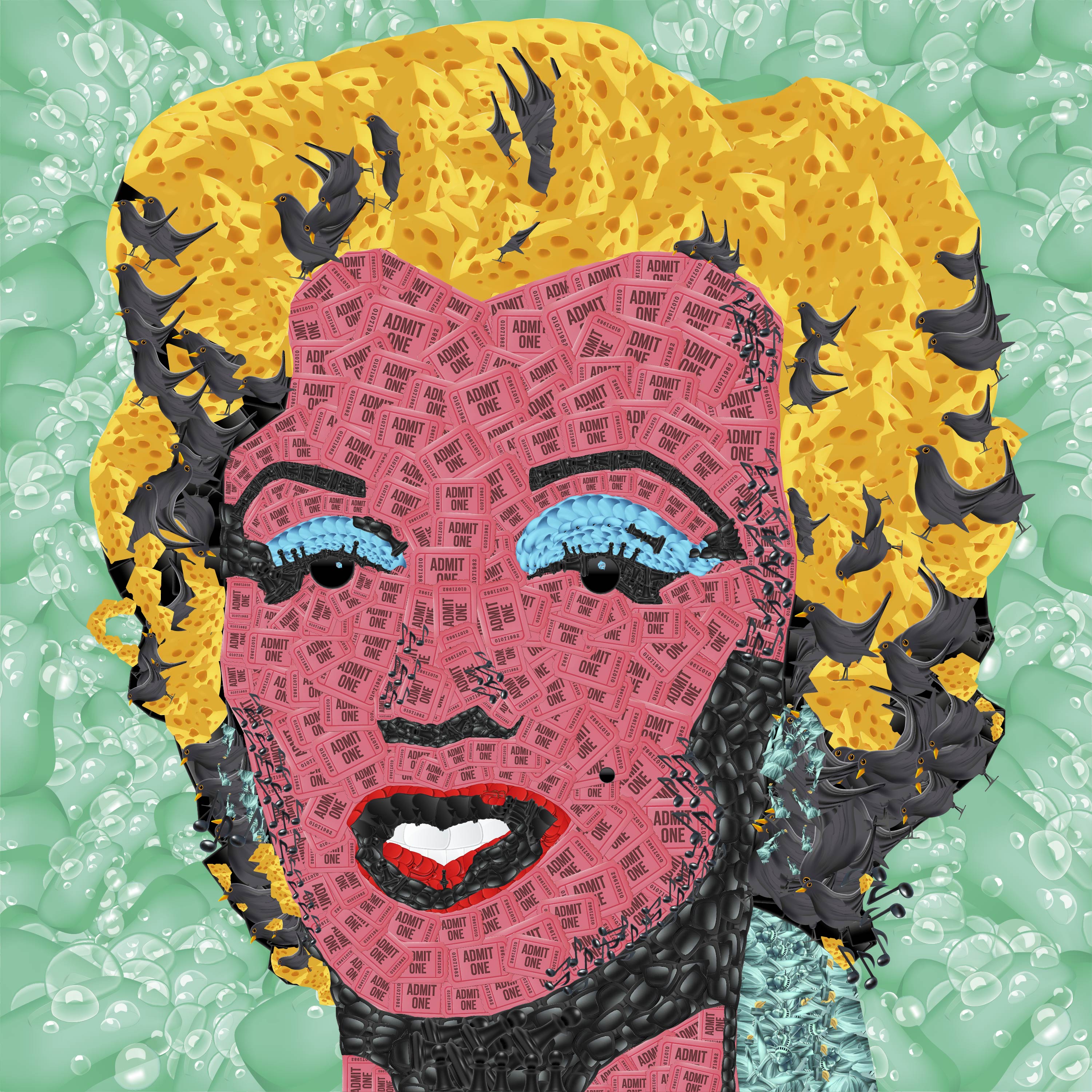 Ticket Face (Shot Sage Blue Marilyn)