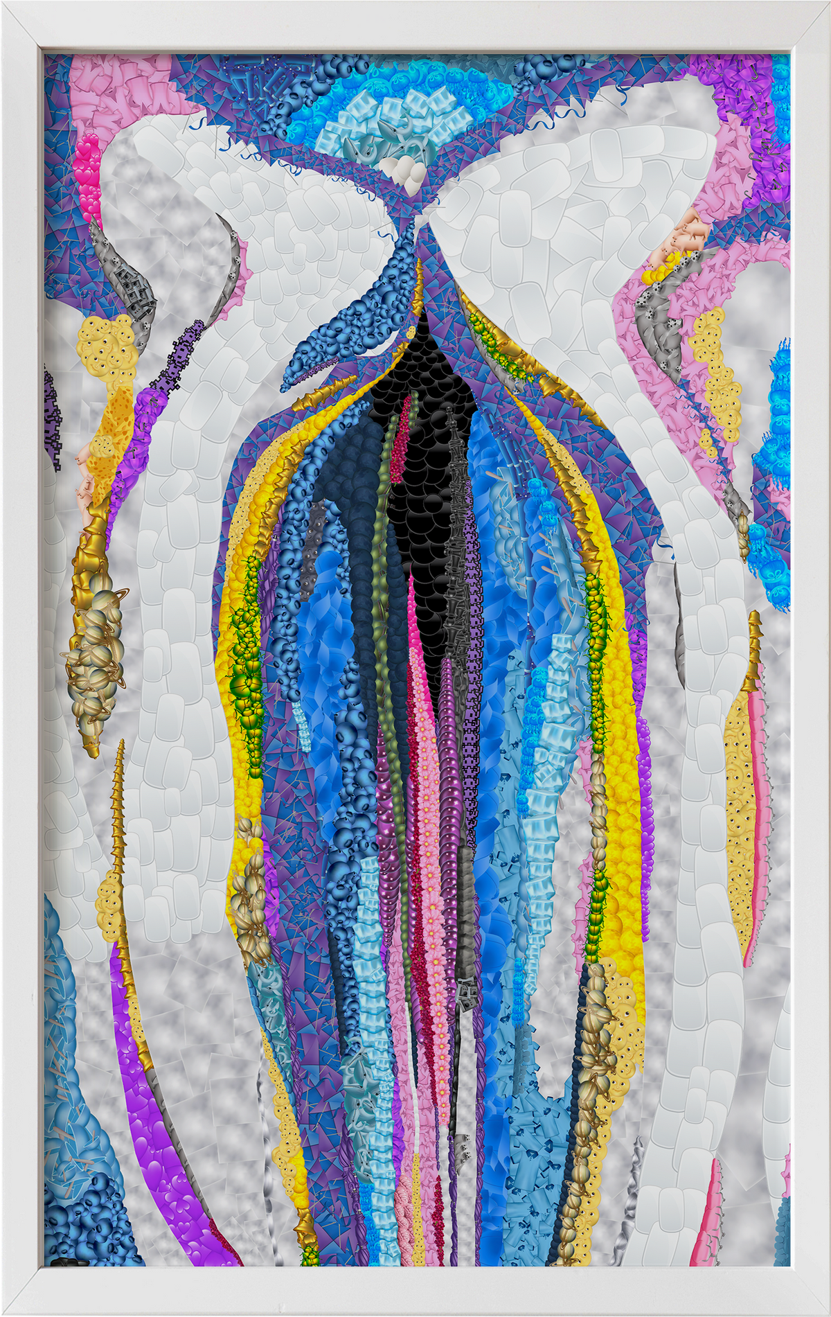 “Flower” (Grey Lines with Black, Blue, and Yellow)